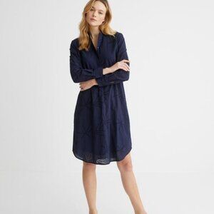 Cyrillus Paris Womens Eyelet Lace Shirt Dress Navy XL 44